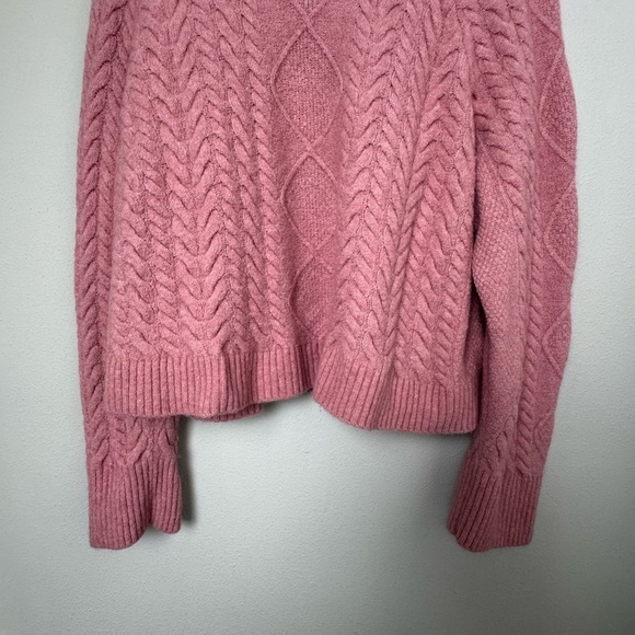 J.Crew‎ Cable-knit Rollneck Wool Blend Sweater Supersoft Yarn Dusty Rose Pink L - Picture 7 of 16